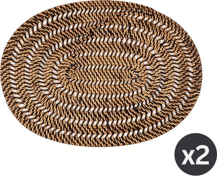 Placemat RATTAN SPIRAL - SET/2 - Ovaal - 30x40 cm, donkerbruin