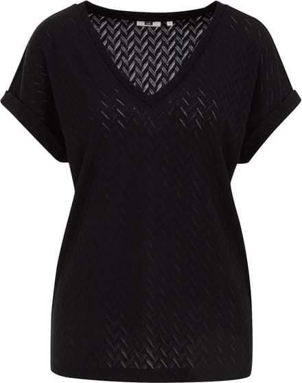 WE Fashion Dames T-shirt met opengewerkt dessin