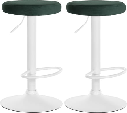 CLP Ponte Set van 2 barkrukken - Verstelbaar - Velvet - Fluweel - Metaal mat wit groen