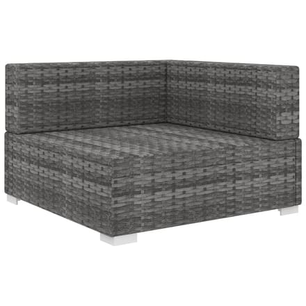 vidaXL Tuinstoel met kussens hoeksectie poly rattan grijs
