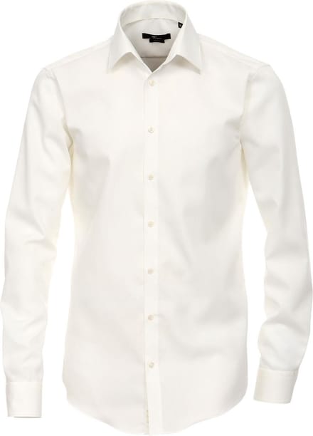VENTI modern fit overhemd - mouwlengte 7 - beige - Strijkvrij - Boordmaat: 44 (EU maat: XL)
