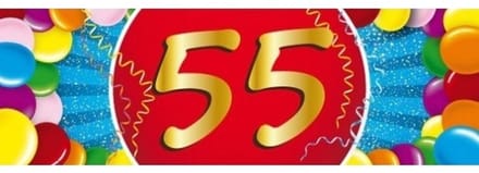 55 jaar leeftijd sticker - 19 x 6 cm - verjaardag - jubileum - versiering