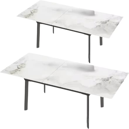 8-10 Personen Gesinterde Stenen Eettafel - 180 cm Uitschuifbare Kerst Keuken Eettafel met Metalen Frame