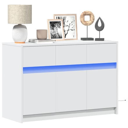 vidaXL - Tv-meubel - met - LED - 91x34x61 - cm - bewerkt - hout - wit