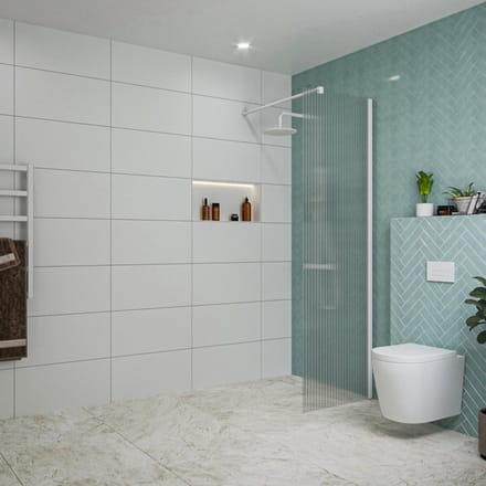 FugaFlow Eccelente Vetro inloopdouche badkamer - 60x200cm - ribbelglas - wandarm - mat wit