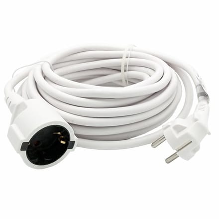 B-Tech Verlengsnoer/verlengkabel - voor ronde stekkers - wit - 1000 cm - Elektra kabels