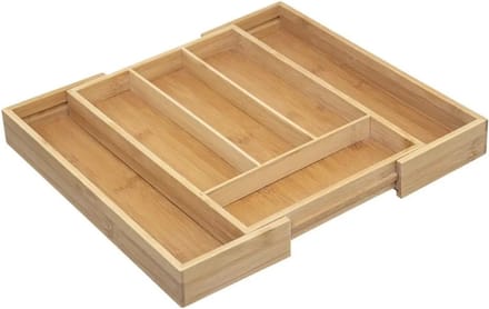 5Five Bestekbak - uitschuifbaar - 4 tot 6-vaks - bamboe - 35 x 25 cm - keuken organizer
