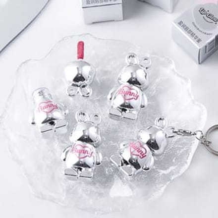 MANSLY - Bunny Keychain Lip Gloss - 4 Colors G02# Honey Mulberry Red - 0.8g