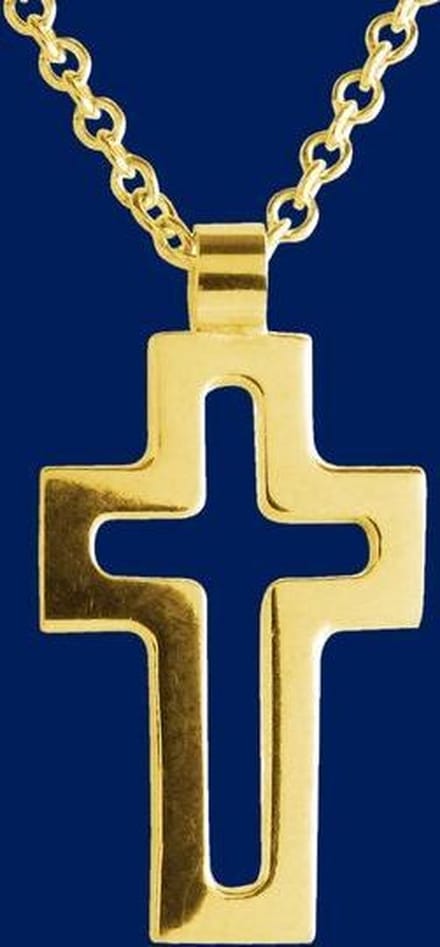 AuBor ®. Hanger. Goud. Klein opengewerkt kruis.