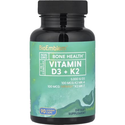 BioEmblem, Vitamine D3 + K2, 90 Veggie Capsules