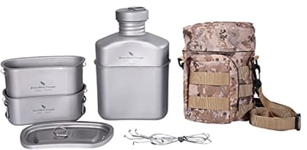 Titanium militaire kantine met camouflagezak - Grote capaciteit en multifunctionele panset voor kamperen