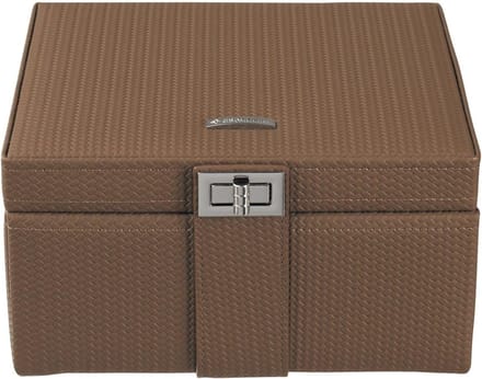 Sieradendoos - Juwelendoosje Organizer - Sieraden Opbergen - Veelzijdig Interieur - 21.5 x 19.5 cm - Mocca