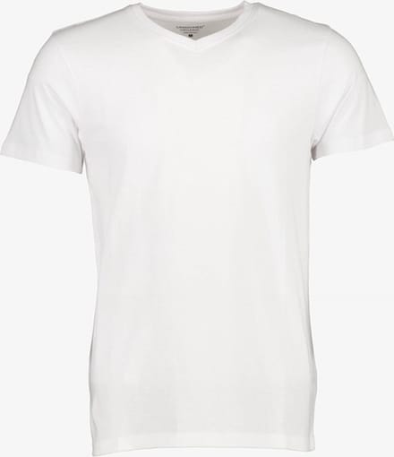Unsigned heren T-shirt wit katoen V-hals - Maat L