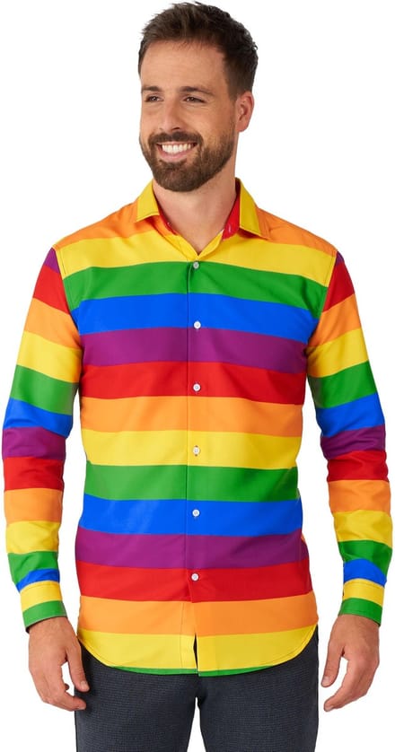 Suitmeister Rainbow - Heren Overhemd - Regenboog Shirt - Pride - Maat: L