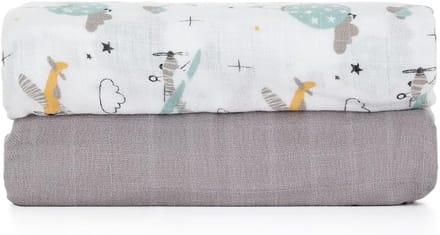 Set van 2 hypoallergene bamboe wikkeldoeken 120 x 120 cm