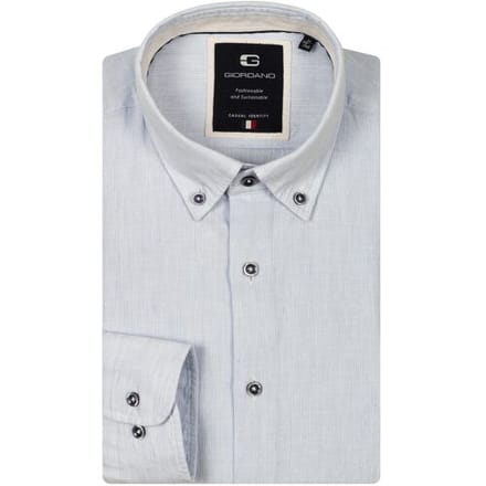 Giordano Overhemd Loretto Soft Washed Cotton Linnen Button Down Fine Stripe Licht Blauw / male