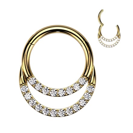 Piercing titanium double hoop ring 1.2x8 - goud - LMPiercings