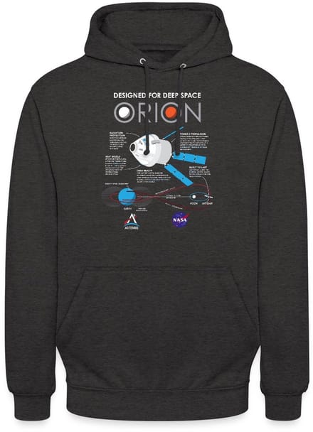 NASA Ontwerpkenmerken van het Orion-ruimtevaartuig Hoodie Unisex