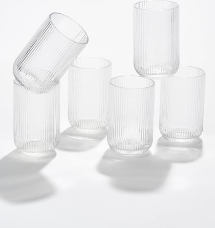 Mica Decorations Merlot Geribbelde Drinkglazen - Set van 6 - 400 ml - Glas - Transparant