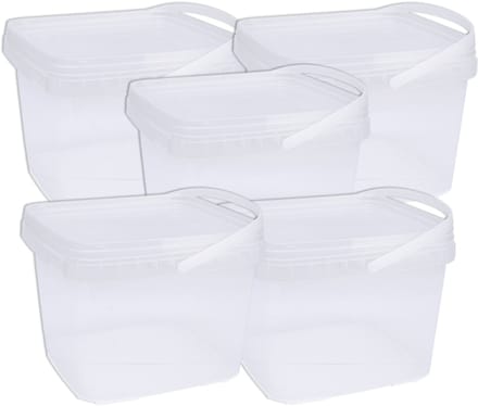 Eurocatch Emmer - Transparant met Deksel- Hersluitbaar - 5x - 2,5L