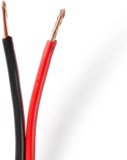 Nedis Speaker-Kabel - 2 x 2.50 mm² - Koper - 100 m - Rond - PVC - Rood / Zwart - Rol