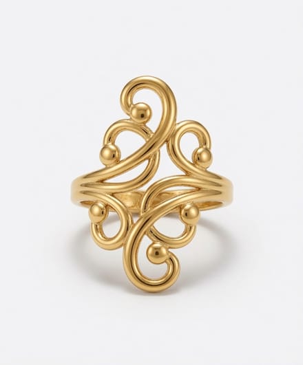Open 'Gebogen Kralen' Ring - Goudkleurig - 316L RVS - Unisex