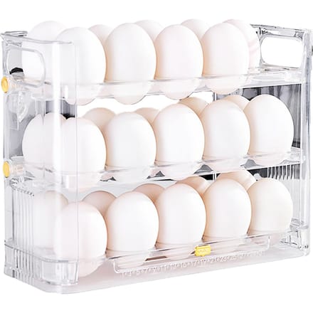 Koelkast Eierhouder Ruimtebesparende Keuken Eierorganizer Omkeerbare Installatie Plastic Ei white