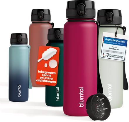 Blumtal Drinkfles - BPA Vrij - Lekvrij - Waterfles - 1000 ml - Paarsrood