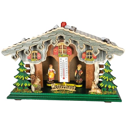 Houten Weerhuisje met Thermometer en Barometer