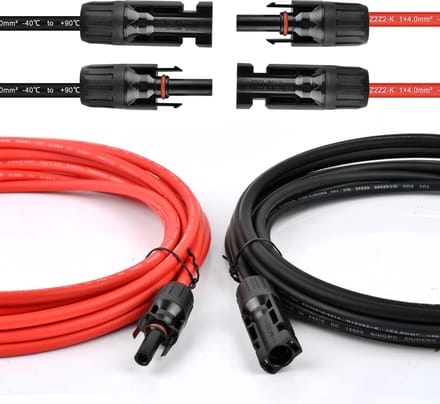 Set van 2 Zonnepaneel Verlengkabels 3m MC4 4mm² - Rood/Zwart