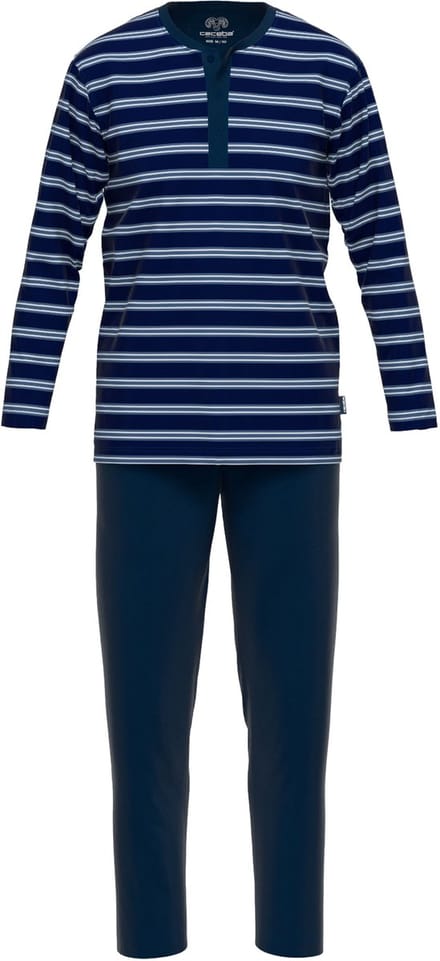 Ceceba heren pyjama O-hals met knoopjes - donkerblauw gestreept