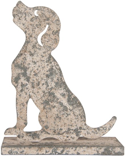 Clayre & Eef Decoratie Beeld Hond 20x8x24 cm Grijs Metaal