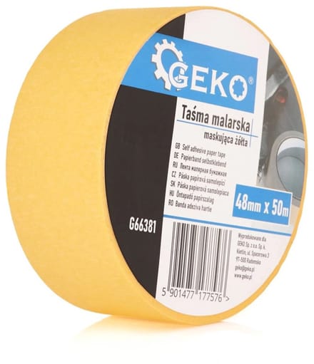 GEKO Gele schilderstape - 48 mm breed - 50 m lang - Dun en precies - Restvrij verwijderen