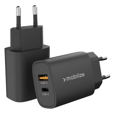 Mobilize Wall Charger USB-C + USB 20W Black
