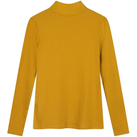 EsQualo Top Small Rib Mustard Maat: S | Longsleeves Outlet | Dames | Geel