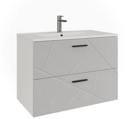 Vicco Badkamermeubelset Irma, Wit/Wit Hoogglans, 2-delig