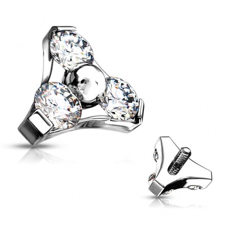 Dermal top triple stone 1.6mm wit - LMPiercings