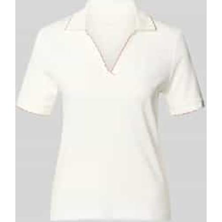 slim fit poloshirt met golvende zoom en V-hals