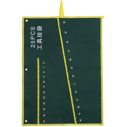 1 sac de rangement enroulable en toile durable pour clé à molette, vert 25 Pockets