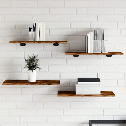 vidaXL - Wandschappen - 4 - st - 60x30x1,5 - cm - bewerkt - hout - gerookt - eikenkleur