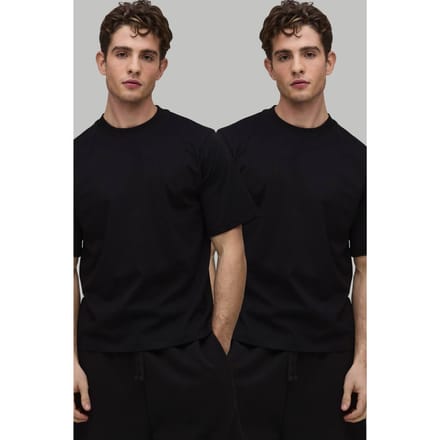 2 Pack Essential Regular Fit T-Shirt | Black | Size XL