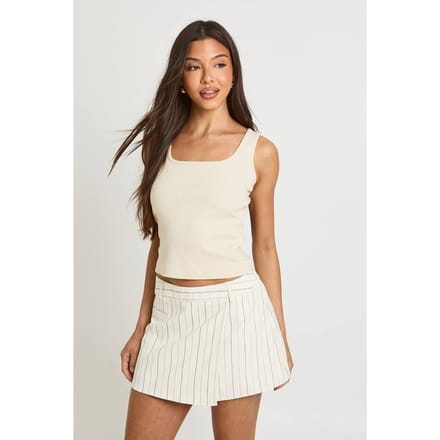 boohoo Dames Gestreepte Crêpe Wikkel-skort | Ecru | Maat: 14