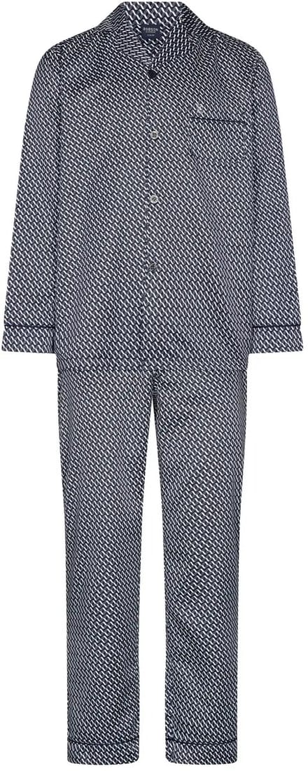 Robson Pyjama - Polyester/Katoen - Satijn - Doorknoop - Blauw - Maat 56