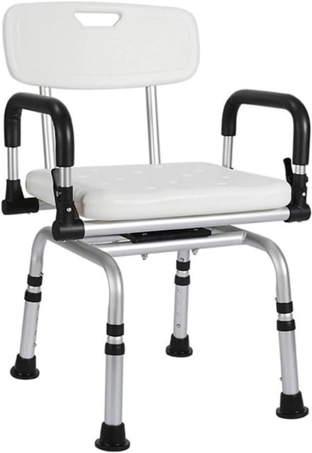 Douchestoel - Badkruk - Veilig Douchen - Antislip met Armleuningen - 40-48 cm Verstelbaar - Wit