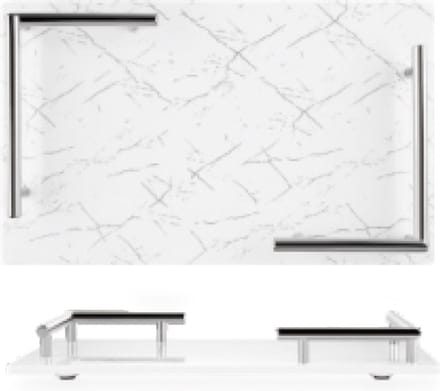 Melamine plateau - dienblad Marmer look 40x25cm - Wit-zilver