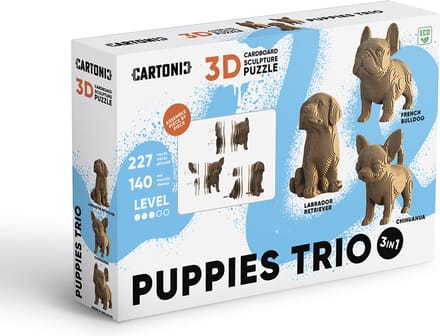 Cartonic - 3IN1 PUPPIES TRIO - 3D puzzel- puzzels- DIY- kinderen en volwassenen