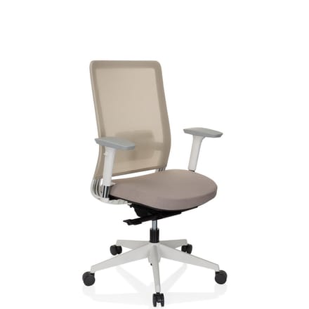 hjh OFFICE Pure White - Professionele bureaustoel - Beige - stof / netstof