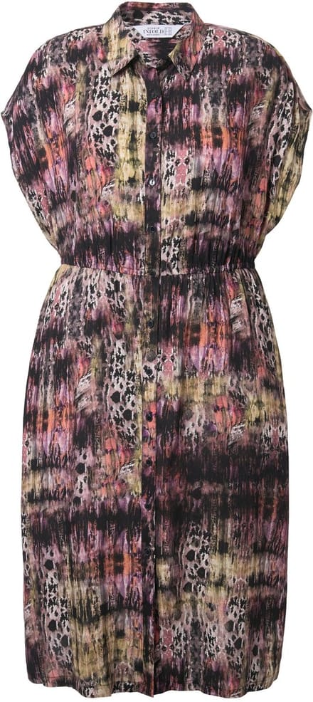 Studio Untold - Dames - Midi-jurk A-lijn leo elastische taille - Donkerolijf - Maat 54+