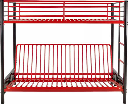 Vente-unique Hoogslaper metaal zwart, rood 90 x 190 cm