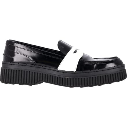 Tod's Platform Penny Loafers in Zwart Leer